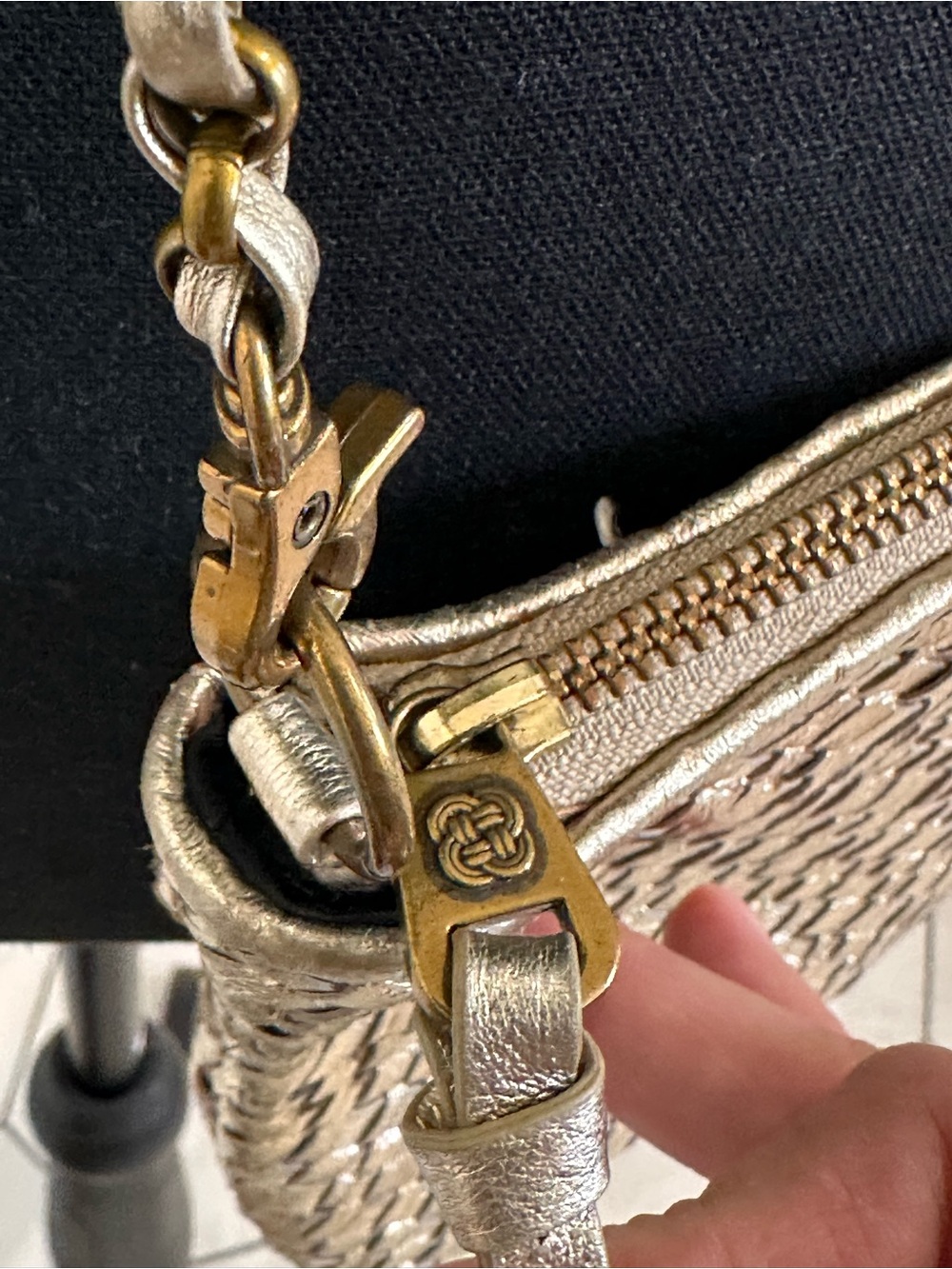 Elliot Lucca Woven Metallic Crossbody Bag in Champagne - Picture 8 of 8
